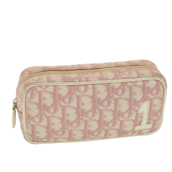 Christian Dior Trotter Canvas Pouch Pink Auth 36609 - Picture 1 of 16